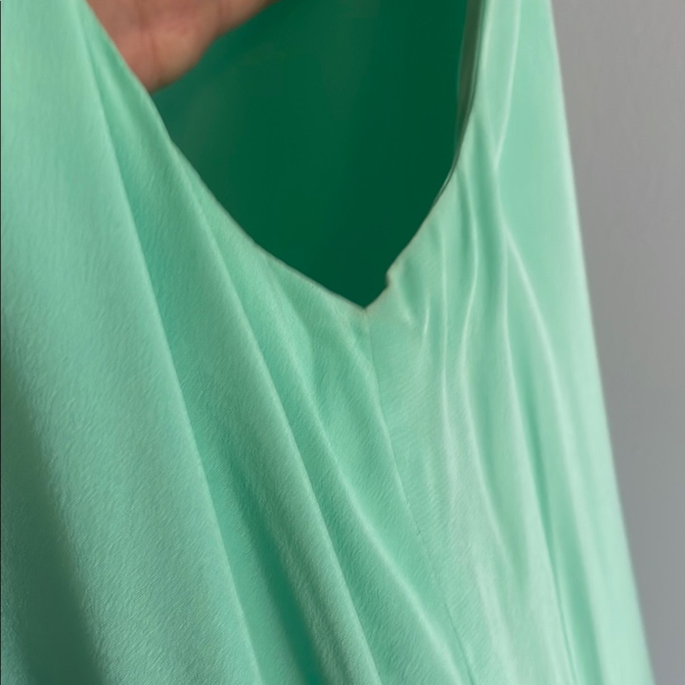 🇨🇦 le chateau dress,  Mint Green silk Drape Top with Grey skirt - Picture 6 of 13